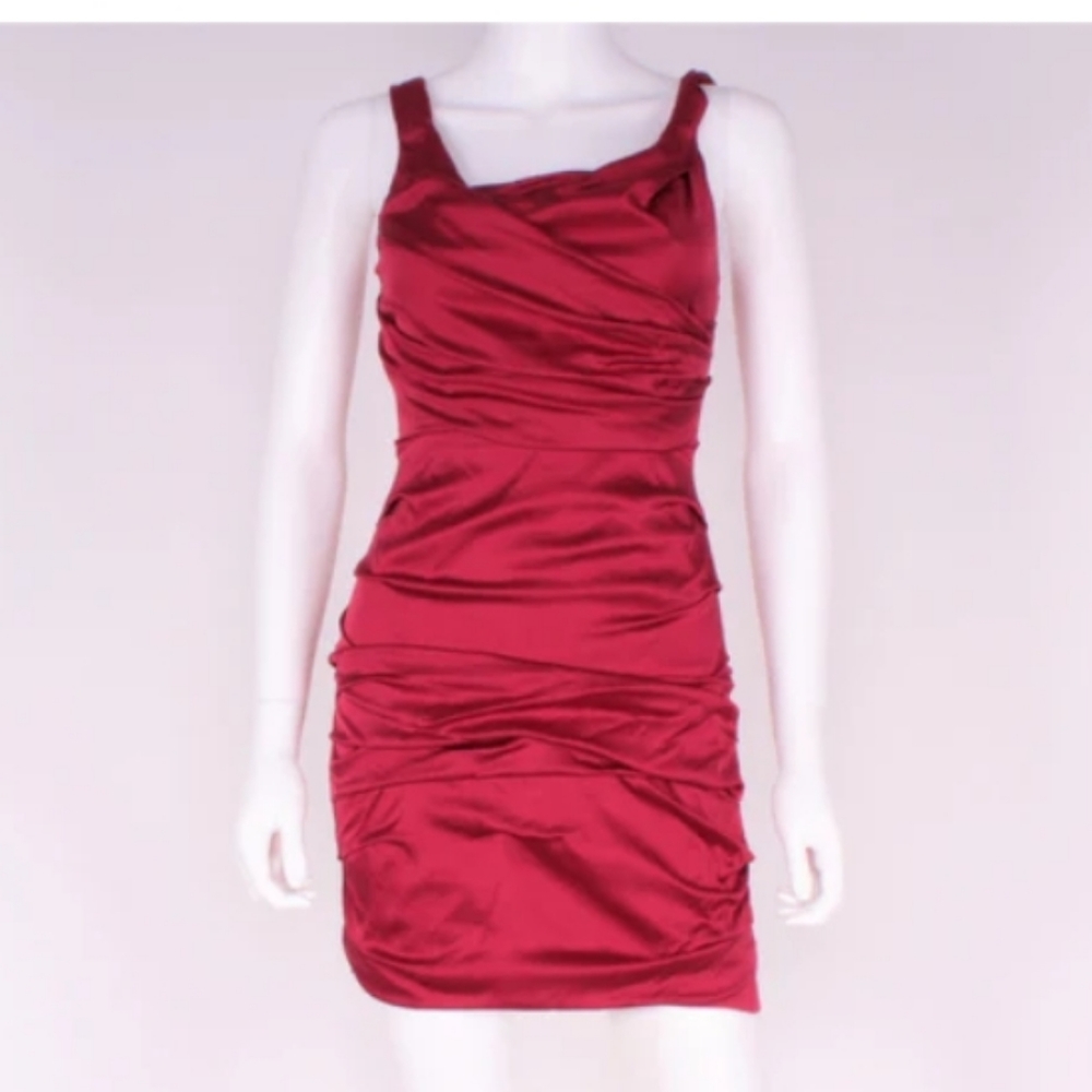 Express Design Studio- Ruby Red Silk Cocktail Dre… - image 2